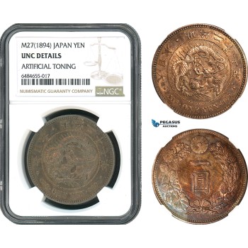 AH411, Japan, Meiji, 1 Yen M27 (1894) Silver, NGC UNC Det.