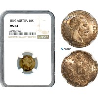 AH512, Austria, Franz Joseph, 10 Kreuzer 1869, Silver, NGC MS64
