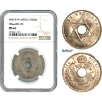 AH527, British West Africa, Edward VIII, 1 Penny 1936, London Mint, NGC MS65