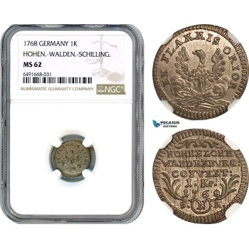 AH599, German States, Hohen, Walden, Karl Albrecht, 1 Kreuzer 1768