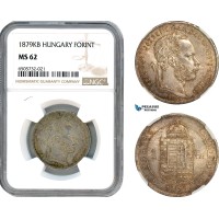 AH635, Hungary, Franz Joseph, 1 Forint 1879 KB, Kremnitz Mint, Silver, NGC MS62