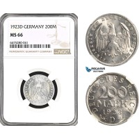 AH69, Germany, Weimar, 200 Mark 1923 D, Munich Mint, NGC MS66