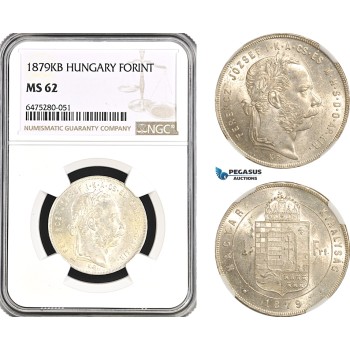 AH74, Hungary, Franz Joseph, 1 Forint 1879 KB, Kremnitz Mint, Silver, NGC MS62