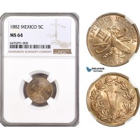 AH82, Mexico, 5 Centavos 1882, NGC MS64