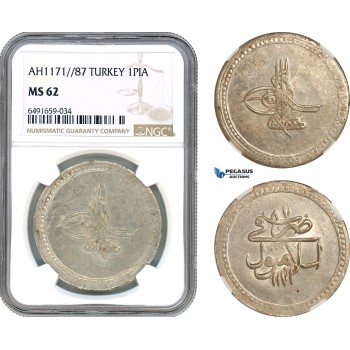 AH820, Ottoman Empire, Turkey, Mustafa III, 1 Piastre AH1171/87, Islambul (Istanbul) Mint, NGC MS62