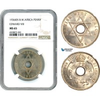 AH840, British West Africa, Edward VIII, 1 Penny 1936 KN, Kings Norton Mint, NGC MS65