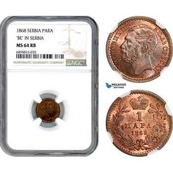 AH899, Serbia, M. Obrenovic III, 1 Para 1868, BE in Serbia NGC MS64RB