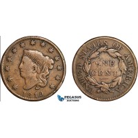 AH908, United States, Coronet Head Cent 1819, Philadelphia Mint, VF (Grafitti)