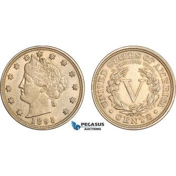 AH914, United States, Liberty Nickel 5 Cents 1895, Philadelphia Mint, aUNC