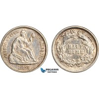AH916, United States, Seated Liberty Half Dime 1872, Silver, Philadelphia Mint, Cleaned AU