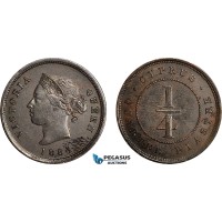 AH950, Cyprus, Victoria, 1/4 Piastre 1884, London Mint, Copper, XF-AU