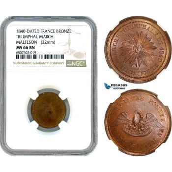 AH951, France, 1840 Bronze Medal, Triumphal March, NGC MS66BN