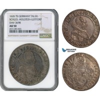 AI192, Germany, Schleswig-Holstein-Gottorp, Friedrich III, Taler 1626 TS, Schleswig Mint, Silver, Dav-3698, NGC AU50