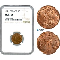 AI218, Canada, George V, 1 Cent 1921, Ottawa Mint, NGC MS63BN AI218, Canada, George V, 1 Cent 1921, Ottawa Mint, NGC MS63BN