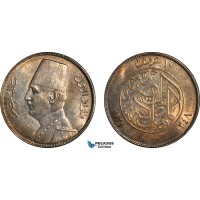 AI227, Egypt, Fuad, 10 Piastres AH1348/1929 BP, Budapest Mint, Silver, EF-UNC