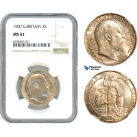 AI246, Great Britain, Edward VII, 1 Florin / 2 Shillings 1907, Silver, NGC MS61