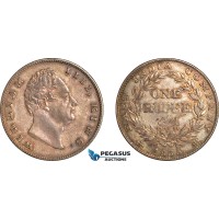 AI253, India (British) William IV, 1 Rupee 1835, Silver, Toned EF