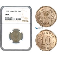AI280, Romania, Carol I, 10 Bani 1900, Brussels Mint, NGC MS62