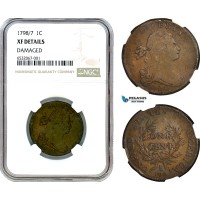 AI373, United States, 1 Cent "Draped Bust Cent" 1798/7, NGC XF Det.