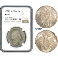 AI488, Austria, Franz Joseph, Taler 1859 A, Vienna Mint, Silver, NGC MS62