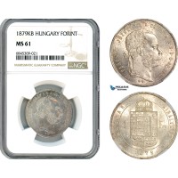 AI527, Hungary, Franz Joseph, 1 Forint 1879 KB, Kremnitz Mint, Silver, NGC MS61