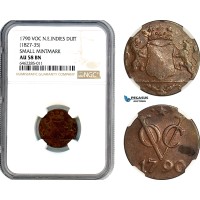 AI566, Netherlands East Indies, VOC, 1 Duit 1790, Small Mintmark, NGC AU58BN
