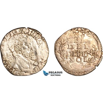 AI641, Italy, Sicily, Philip II, 1 Carlino ND (1554-98), Napoli Mint, Silver, Weak struck, VF-EF
