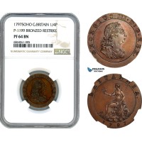 AI661, Great Britain, George III, 1/4 Penny 1797, Soho Mint, P-1199, Bronzed Restrike, NGC PF64BN