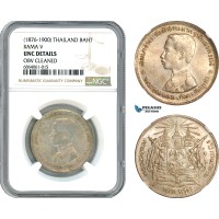 AI668, Thailand, Rama V, 1 Baht ND (1876-1900) Silver, NGC UNC Detalis