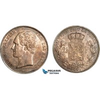 AI695, Belgium, Leopold I, 2 1/2 Francs 1849, Brussels Mint, Silver, Toned, XF