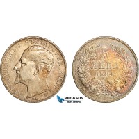 AI698, Bulgaria, Ferdinand, 5 Leva 1894 KB, Kremnitz Mint, Silver, Toned XF