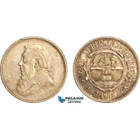 AI706, South Africa (ZAR) 2 Shillings 1895, Pretoria Mint, Silver, Lightly cleaned XF-AU