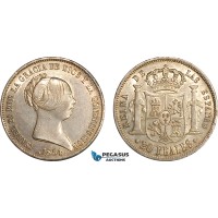 AI712, Spain, Isabella II, 20 Reales 1854, Seville Mint, Silver, Lustrous, XF-AU