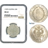 AI741, Austria, Joseph II, 20 Kreuzer 1787­ B, Kremnitz Mint, Silver, NGC MS62