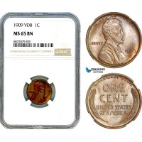 AI796, United States, Lincoln Cent 1909 VDB, Philadelphia Mint, NGC MS65BN