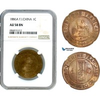 AI810, French Indo-China, 1 Centime 1886 A, Paris Mint, NGC AU58BN