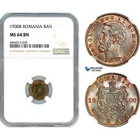 AI827, Romania, Carol I, 1 Ban 1900 B, Bucharest Mint, NGC MS64BN
