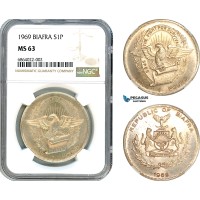 AI847, Biafra, 1 Pound 1969, Silver, NGC MS63