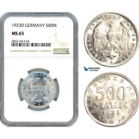 AI865, Germany, Weimar, 500 Mark 1923 D, Munich Mint, NGC MS65