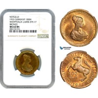 AI868, Germany, Westphalia, Notgeld 100 Mark 1923, Menden Mint, Lamb-579.17, Bronze, NGC MS64BN