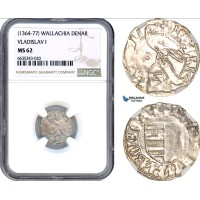 AI943, Romania, Wallachia, Vladislav I, 1 Denar (1364-77) Silver, NGC MS62