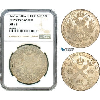 AI948, Austrian Netherlands, Maria Theresia, 1 Kronenthaler 1765, Brussels Mint, DAV-1282, NGC MS61
