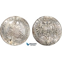 AI995, Hungary, Ferdinand II, Taler 1636, Nagybanya Mint, Silver, Dav. 3132, different obv. Bust, of the highest rarity, only one similar piece known (Debrecen Museum), VF, mount mark, plugged
