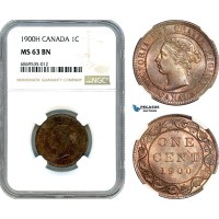 AJ009, Canada, Victoria, 1 Cent 1900 H, Heaton Mint, NGC MS63BN