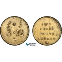 AJ125, Portugal & Brazil, Monetary Weight for 12800 Reis, Three Pound Twelve, (28.51g) VF-EF