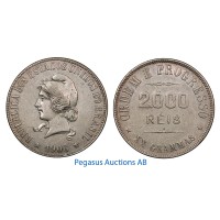 B03, Brazil, 2000 Reis 1906, Silver, Nice!