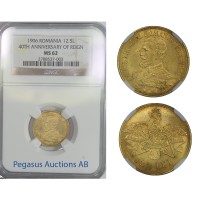 B72, Romania, Carol I, 12-1/2 Lei 1906, Brussels, Gold, NGC MS62