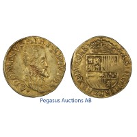 B95, Belgium, Brabant, Philipp II, 1/2 Real d'or ND (1580-98) Gold (3.47g) Antwerp, Delmonte 135 (R4)