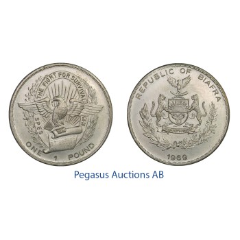 C08, Biafra, 1 Pound 1969, Silver (24.85g) aUNC