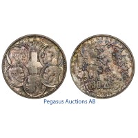 C10, Greece, 30 Drachmai 1963 (Centennial - Five Greek Kings) Silver, Rainbow toned BU
